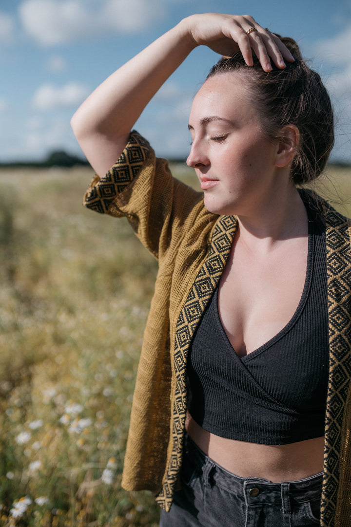 Mesh cardigan ~ Mustard