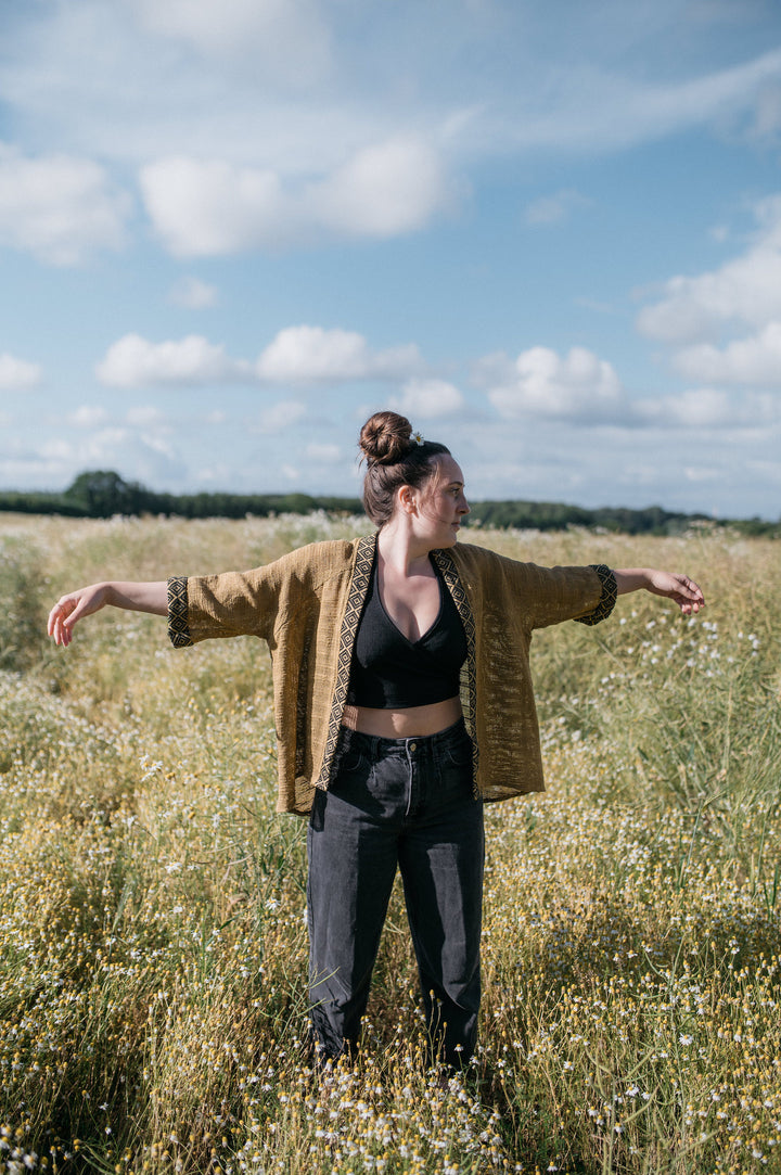 Mesh cardigan ~ Mustard