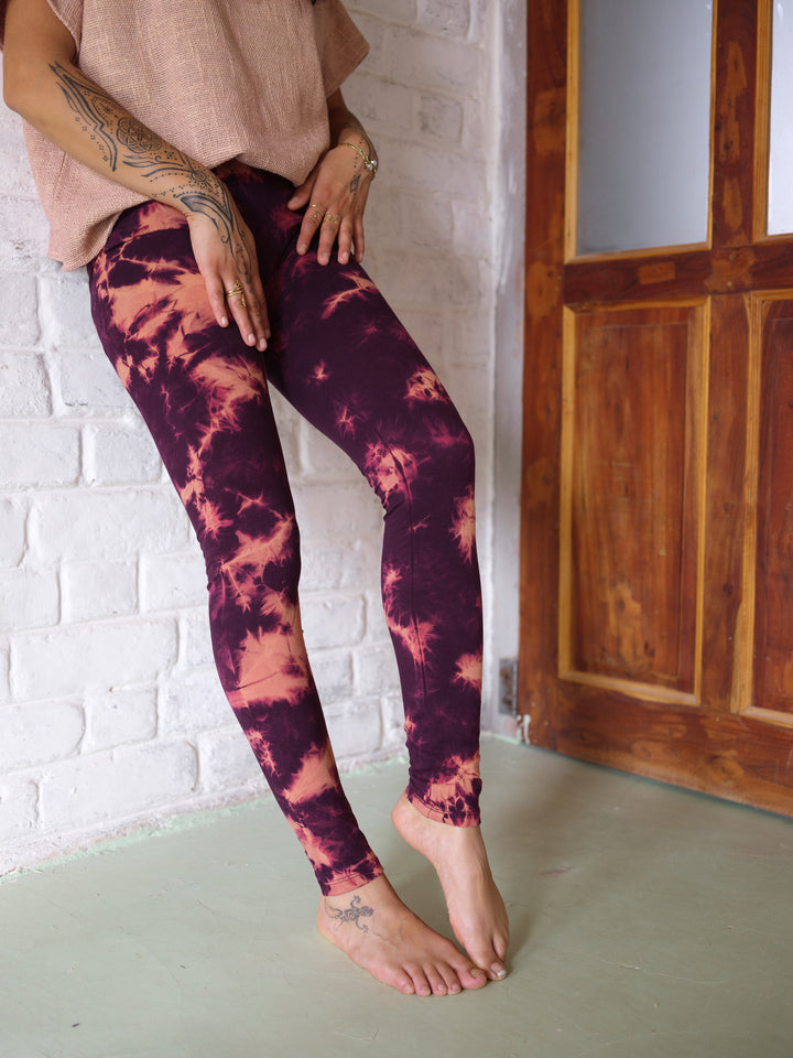 Cropped batik leggings ~ purple